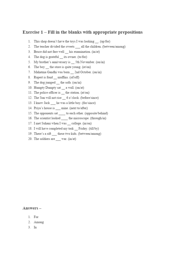Preposition exercise 1 pdf