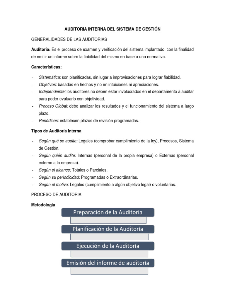Auditoria Interna Del Sistema de Gestión | Descargar gratis PDF ...