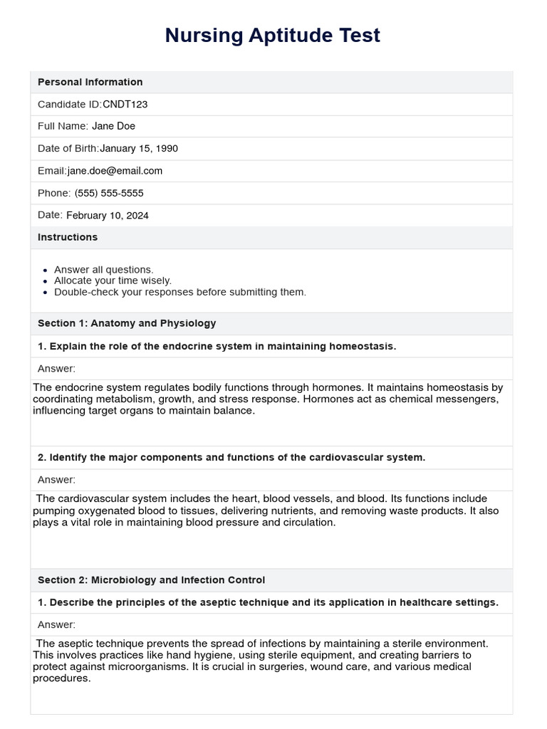 Nursing Aptitude Test Guide | PDF | Wound | Infection