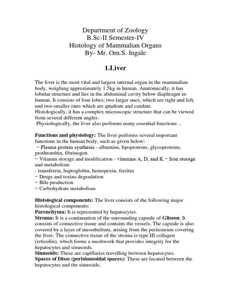 B.Sc-II Notes Sem-4 | PDF | Pancreas | Liver