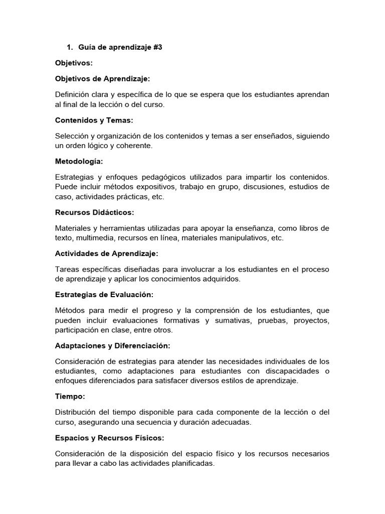 Guía de Planificación Educativa | PDF | Aprendizaje | Evaluación