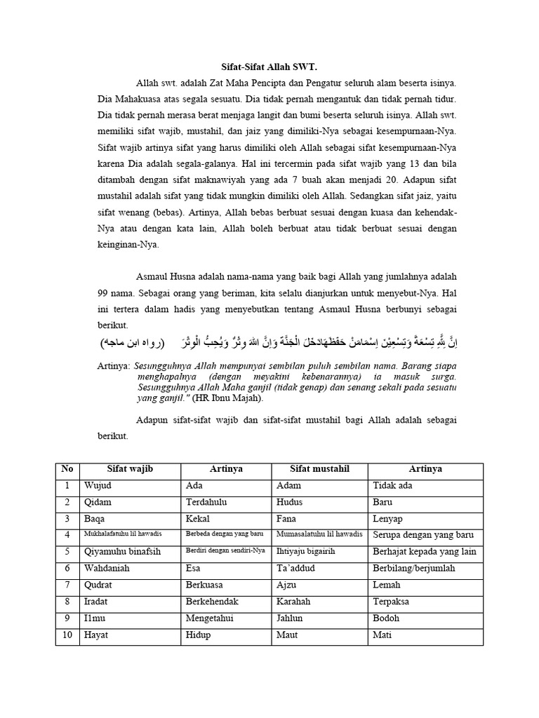 Sifat Sifat Allah Pdf
