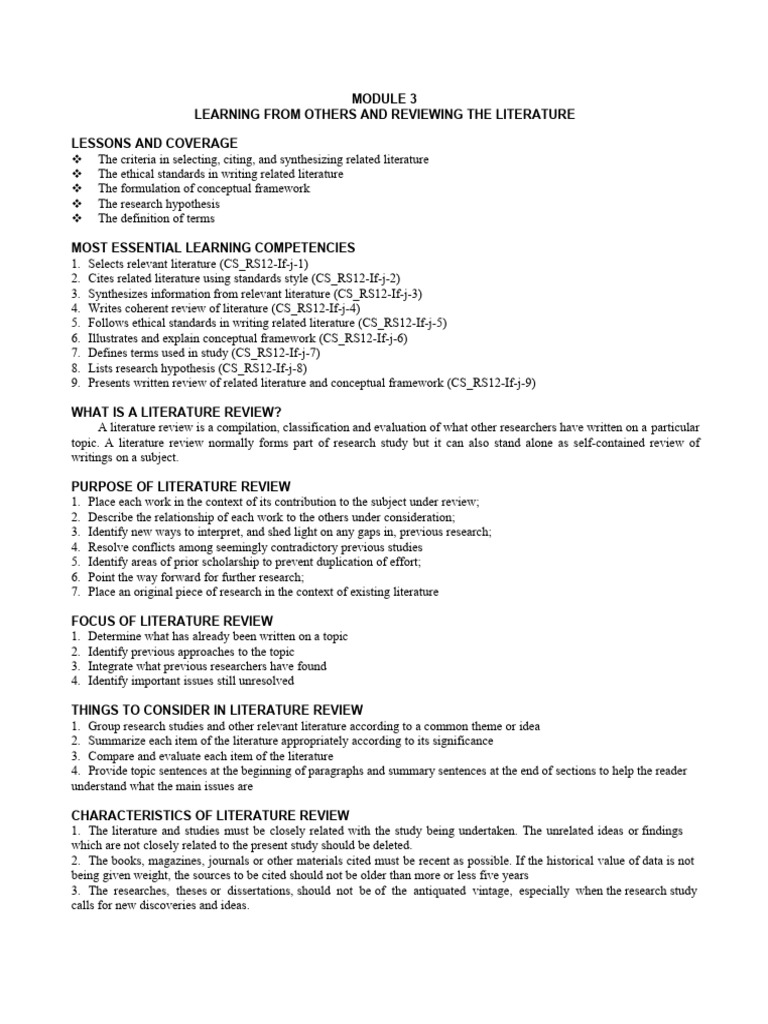 Literature Review and Conceptual Framework Guide | PDF | Hypothesis ...