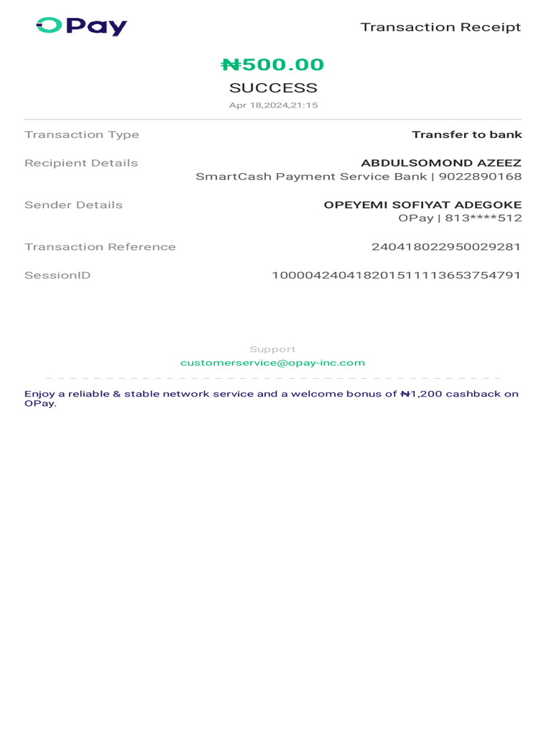 Successful ₦500 Transaction Receipt | PDF | Finance & Money Management