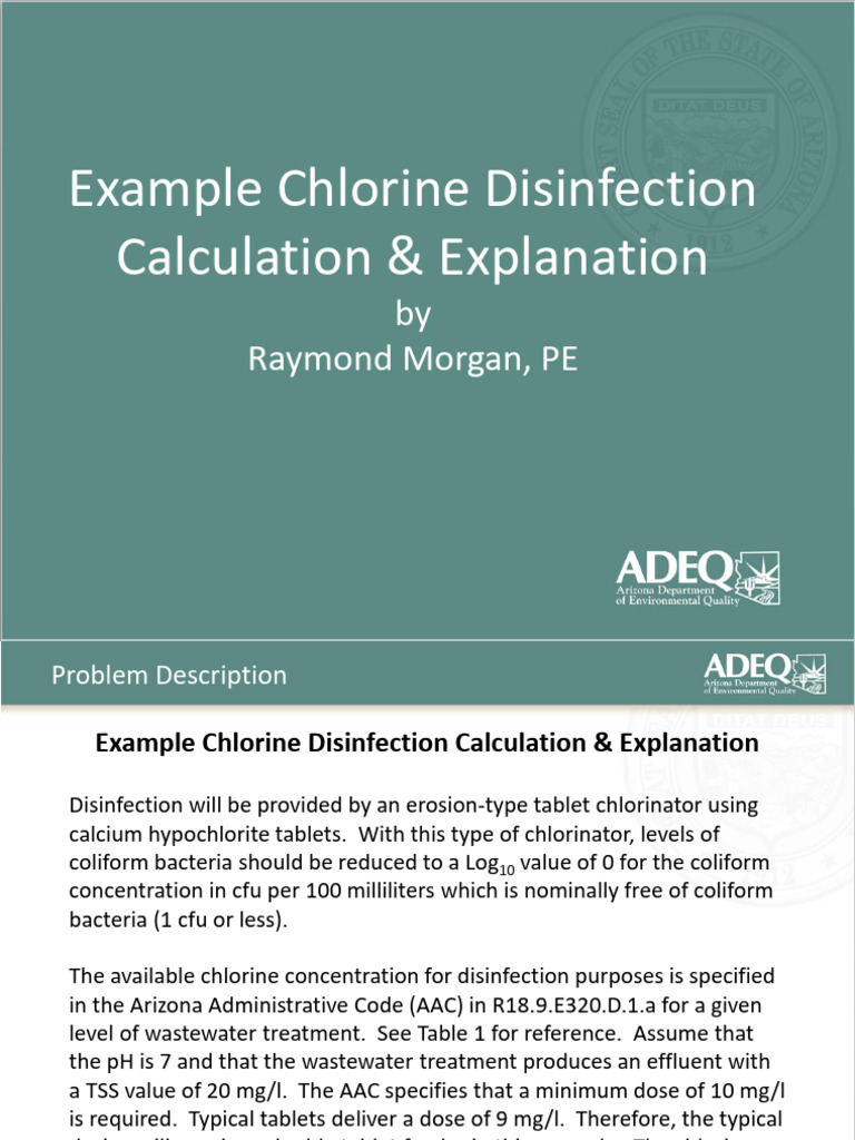 CL Calc Example PDF Chlorine Disinfectant