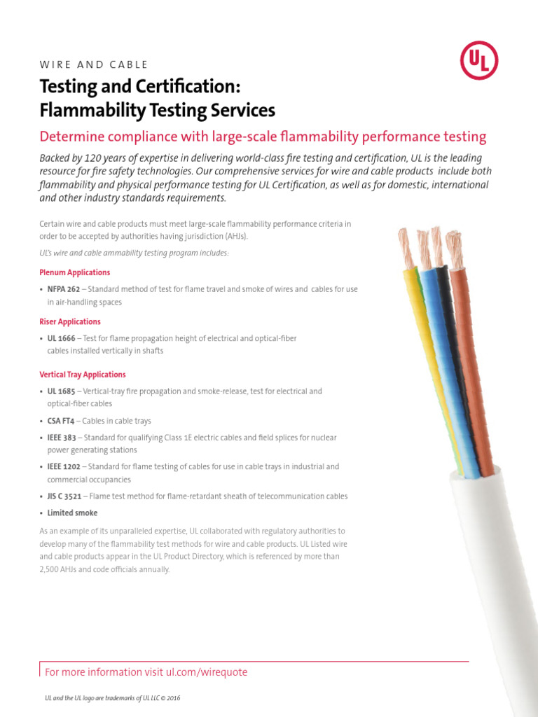 UL 1666 and 1685 Flammability Testing | PDF | Fires | Optical Fiber
