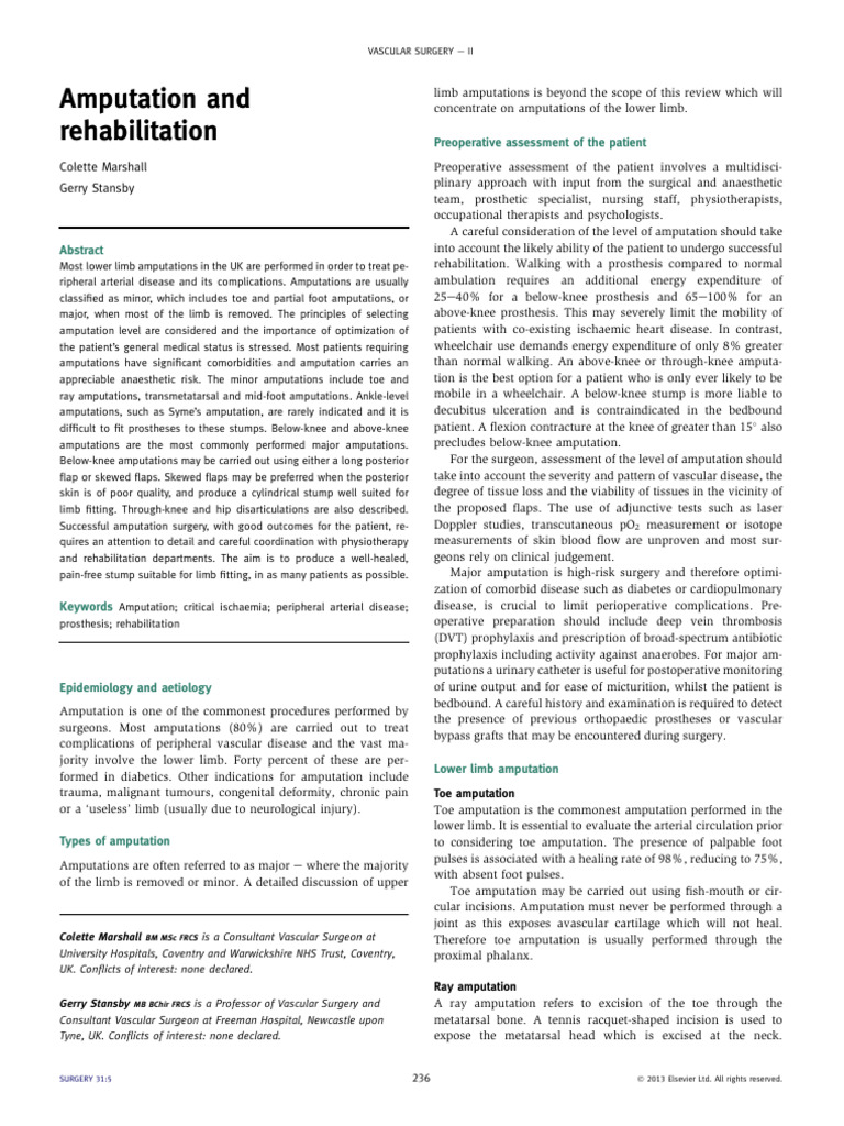 Lower Limb Amputation and Rehab Guide | PDF | Amputation | Prosthesis