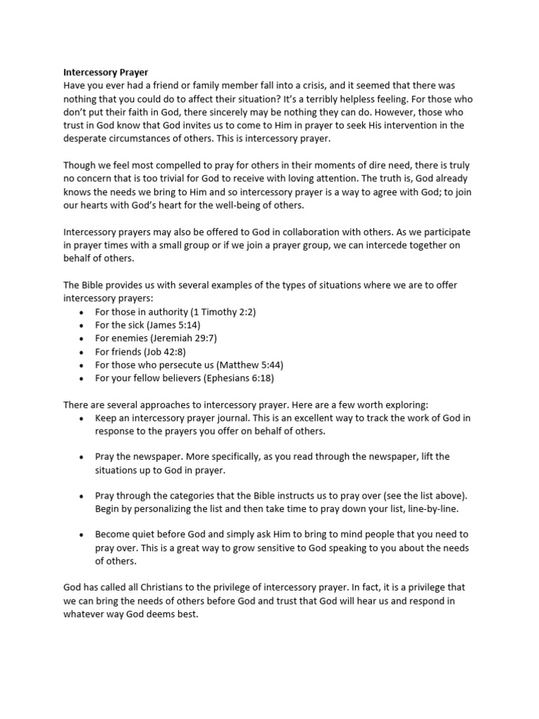 Intercessory Prayer Pdf