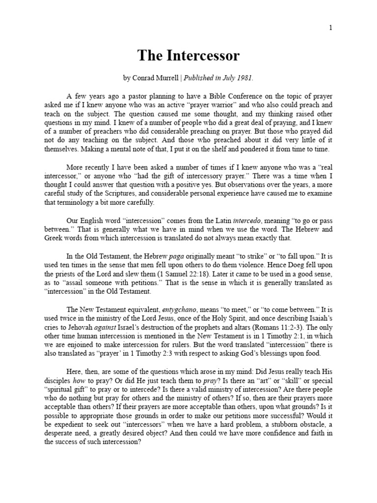 Understanding Intercession and Intercessors | PDF | Intercession | Prayer