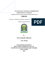 The Factors Affecting Listening Comprehension Achievement of Students (a Qualitative Study at Th