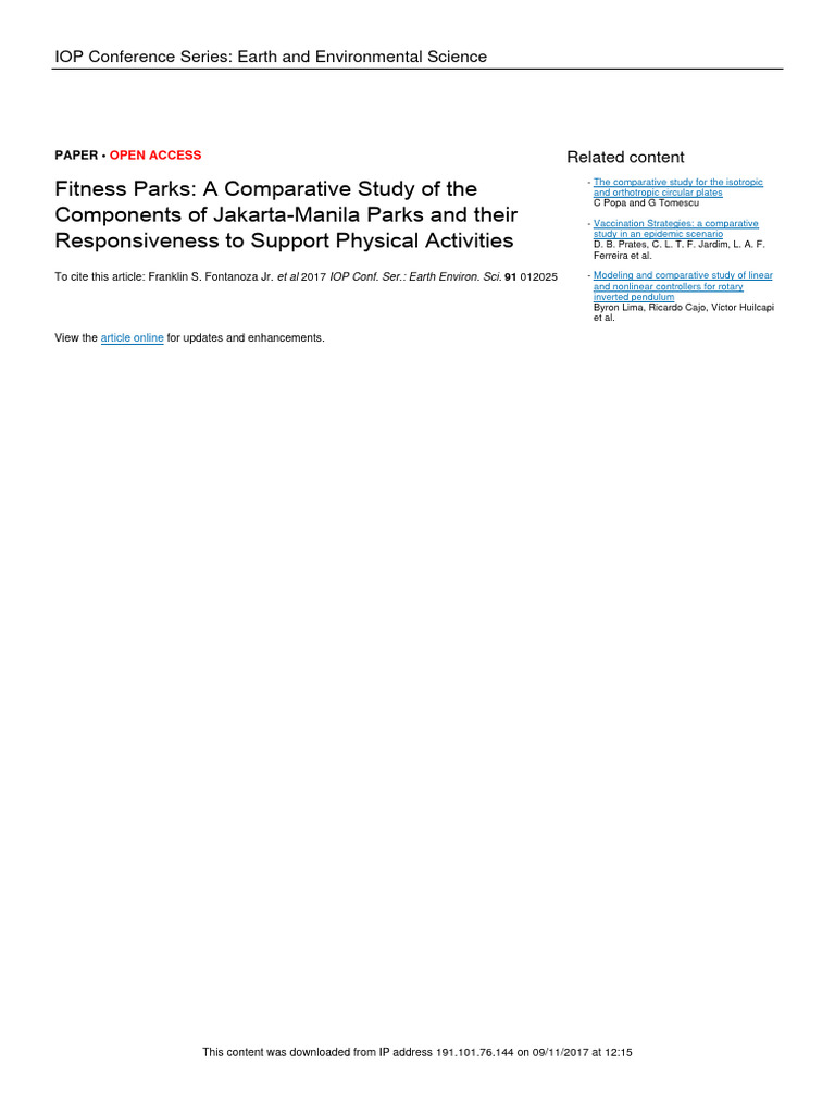 Fitness Parks A Comparative Study of The Component | PDF | Parks | Air ...