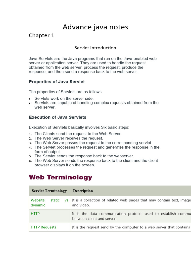 Advance java notes | PDF | Web Server | Internet & Web