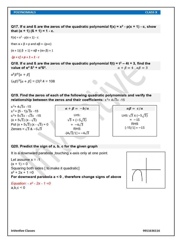 Polynomials Q17 TO Q24 | PDF | Abstract Algebra | Mathematical Analysis