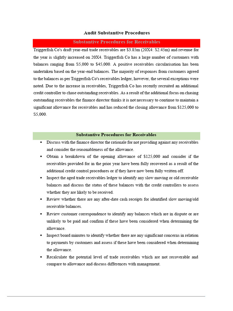Audit Substantive Procedures f8 Compress | PDF | Going Concern | Taxes