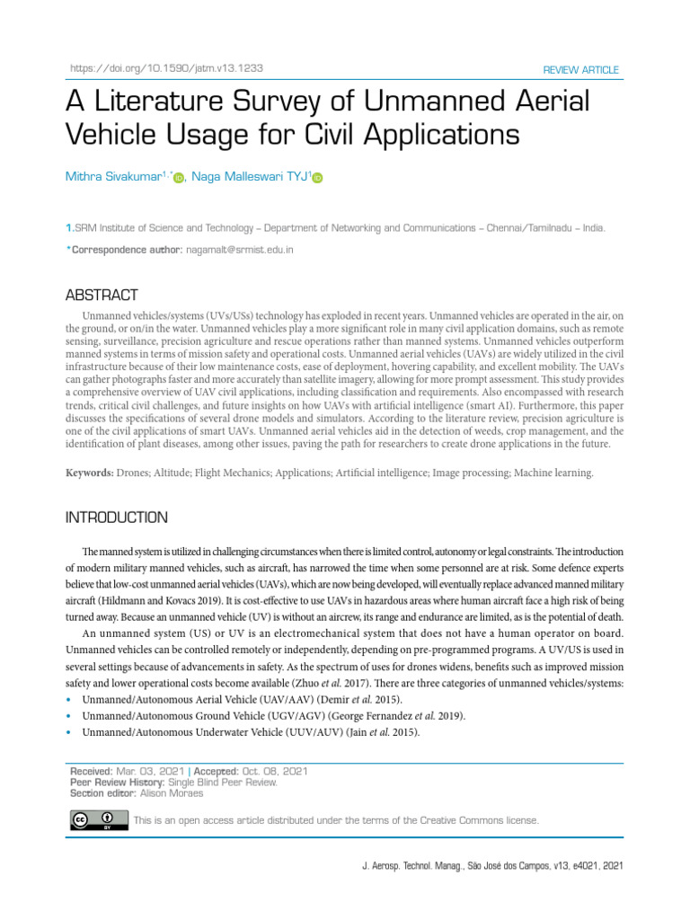 UAV Civil Applications and Trends Survey | PDF | Unmanned Aerial ...