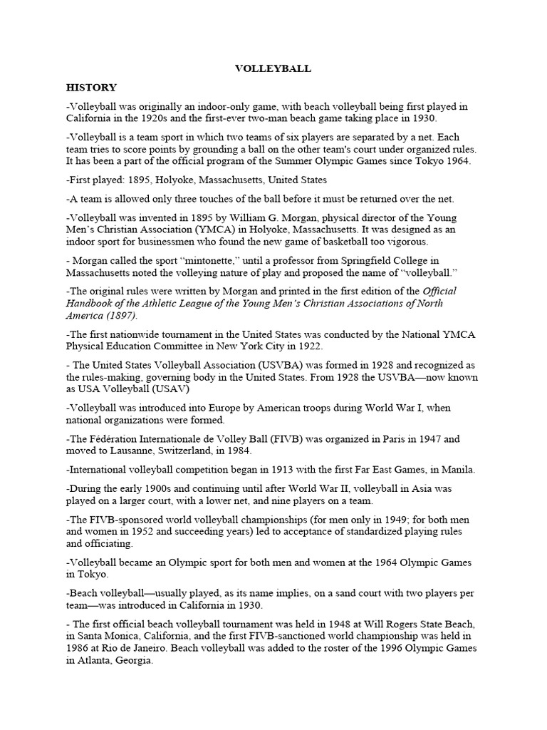 Volleyball Pdf Volleyball Ball Games