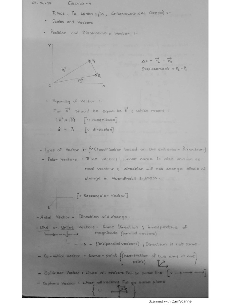  physics notes class 11 chapter 4 motion in a plane pdf