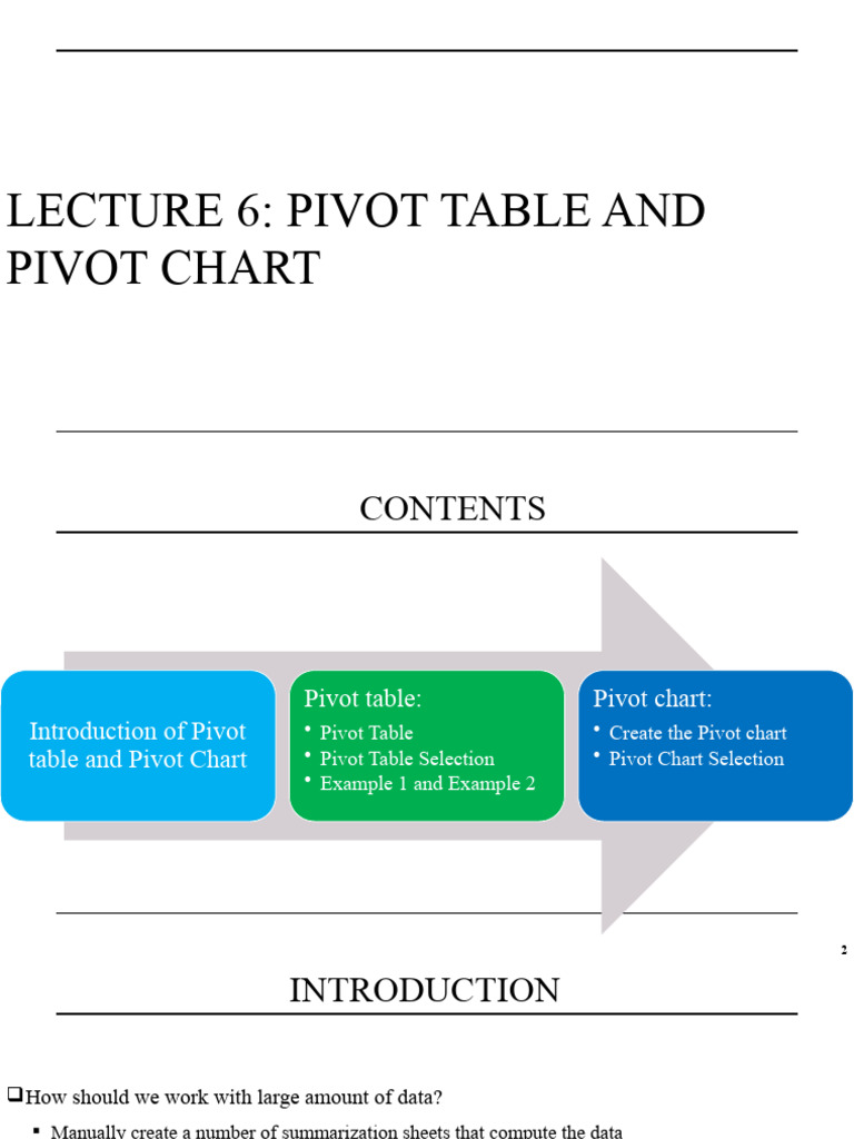 Lecture 6-Pivot Table and Pivot Chart | PDF | Computing | Data Management