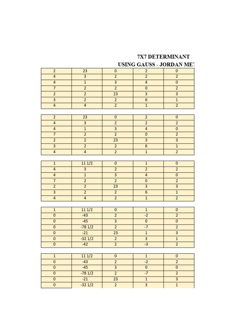 7x7 Matrix Determinant Calculation | PDF | Linear Algebra