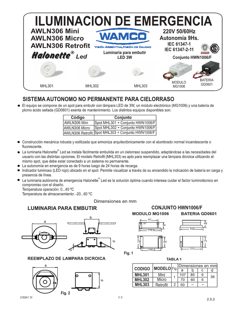 Catalogo Iuminación Emergencia Wamco Descargar gratis PDF Diodo