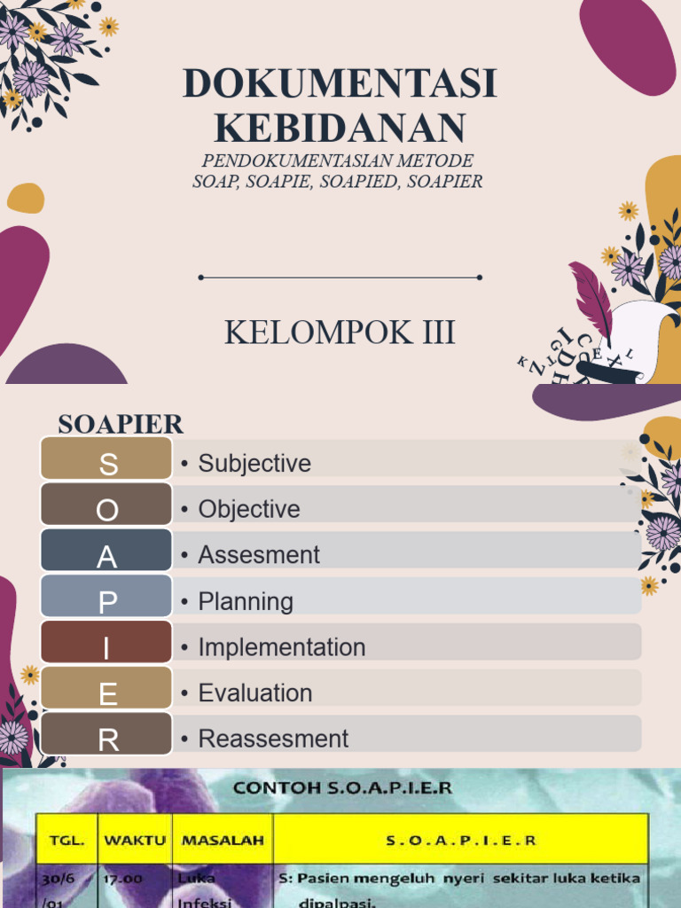 Contoh Dokumentasi Metode SOAPIER | PDF | Kesehatan Holistik | Gaya Hidup