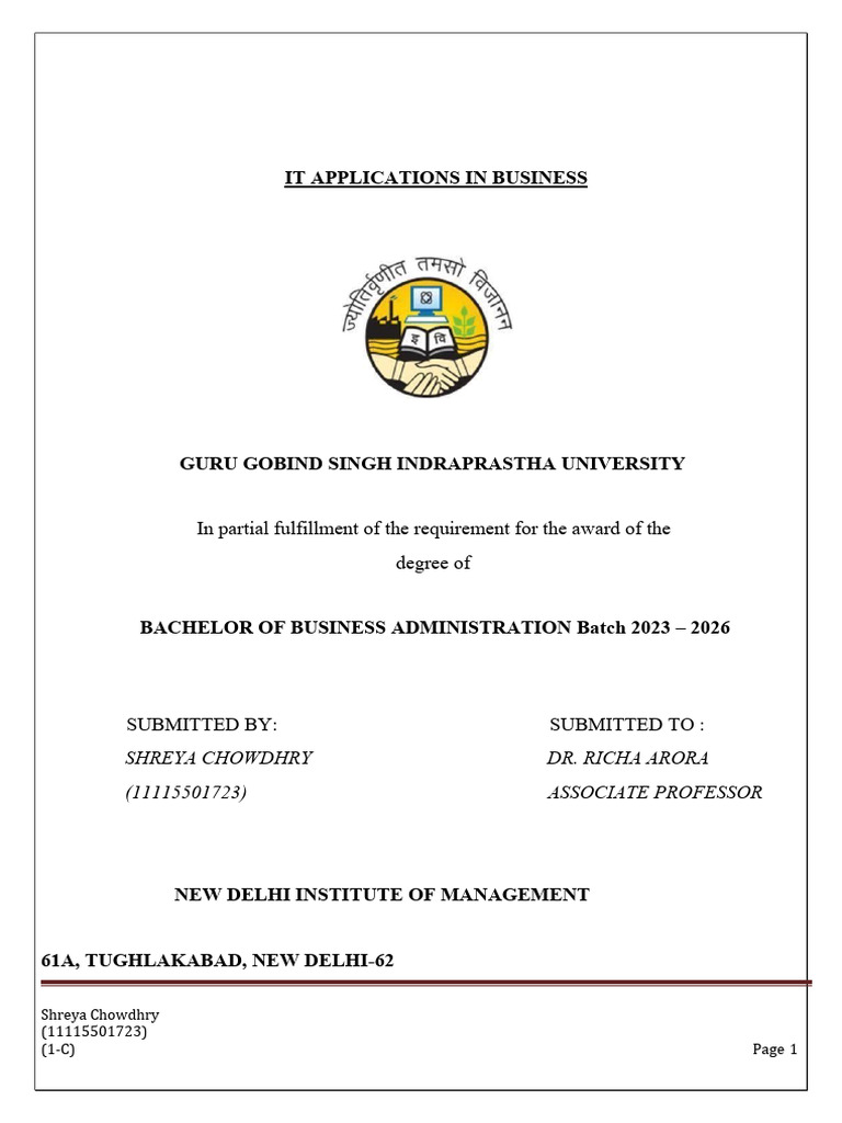 BBA Project: IT Applications in Business | PDF | Databases | Microsoft ...