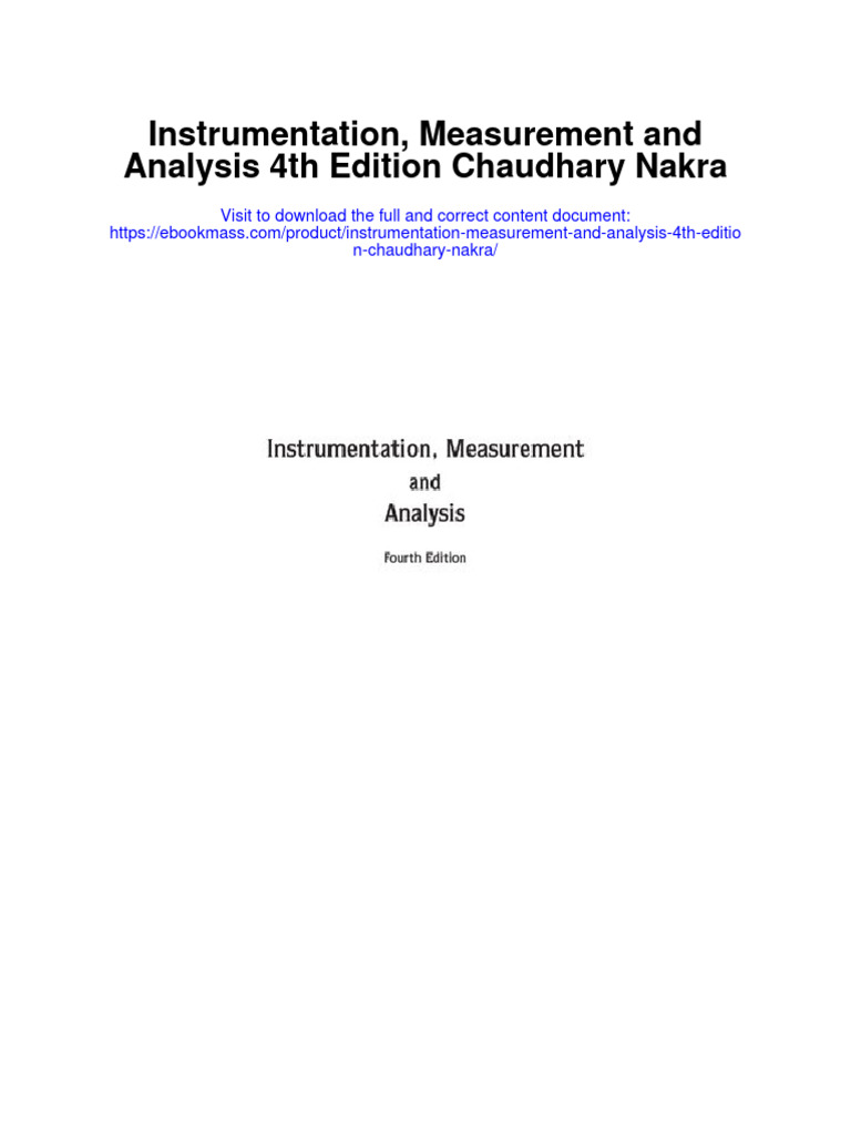 Instrumentation Measurement and Analysis 4Th Edition Chaudhary Nakra