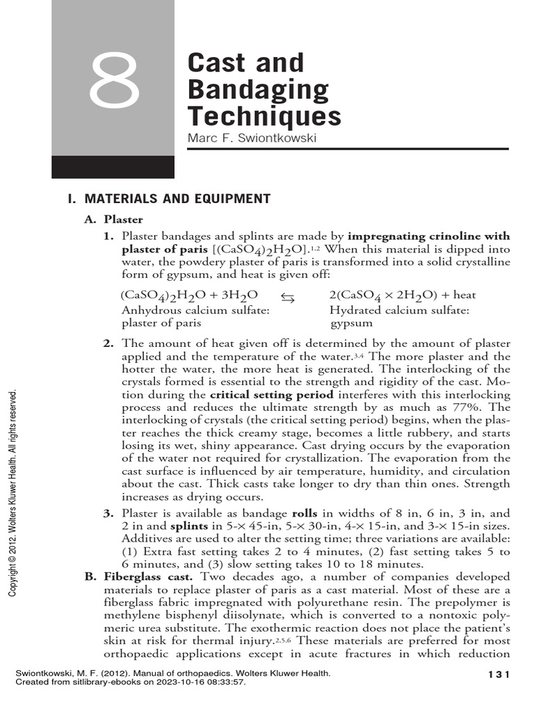 Manual of Orthopaedics - (Cast and Bandaging Techniques) | PDF ...