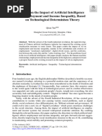 Study On The Impact of Artificial Intelligence On Employment and Income Inequality, Based On Technological Determinism Theory