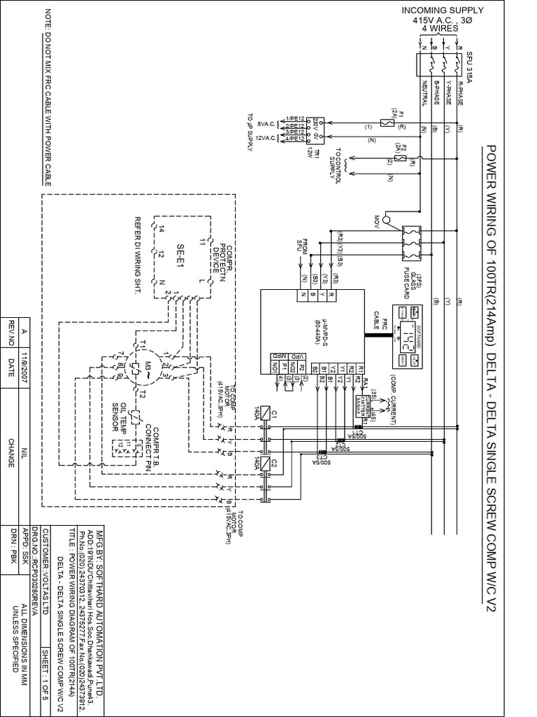 100TR Chiller Power Wiring Diagram | PDF