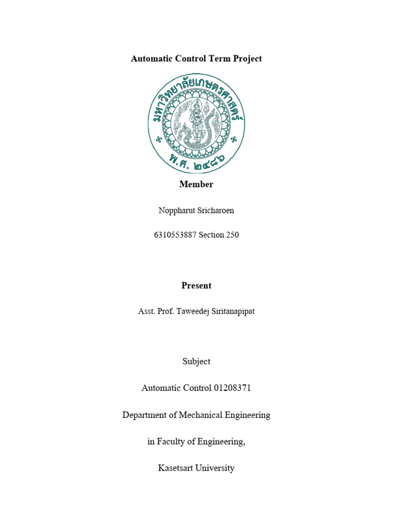 Automatic control term project final pdf control theory force