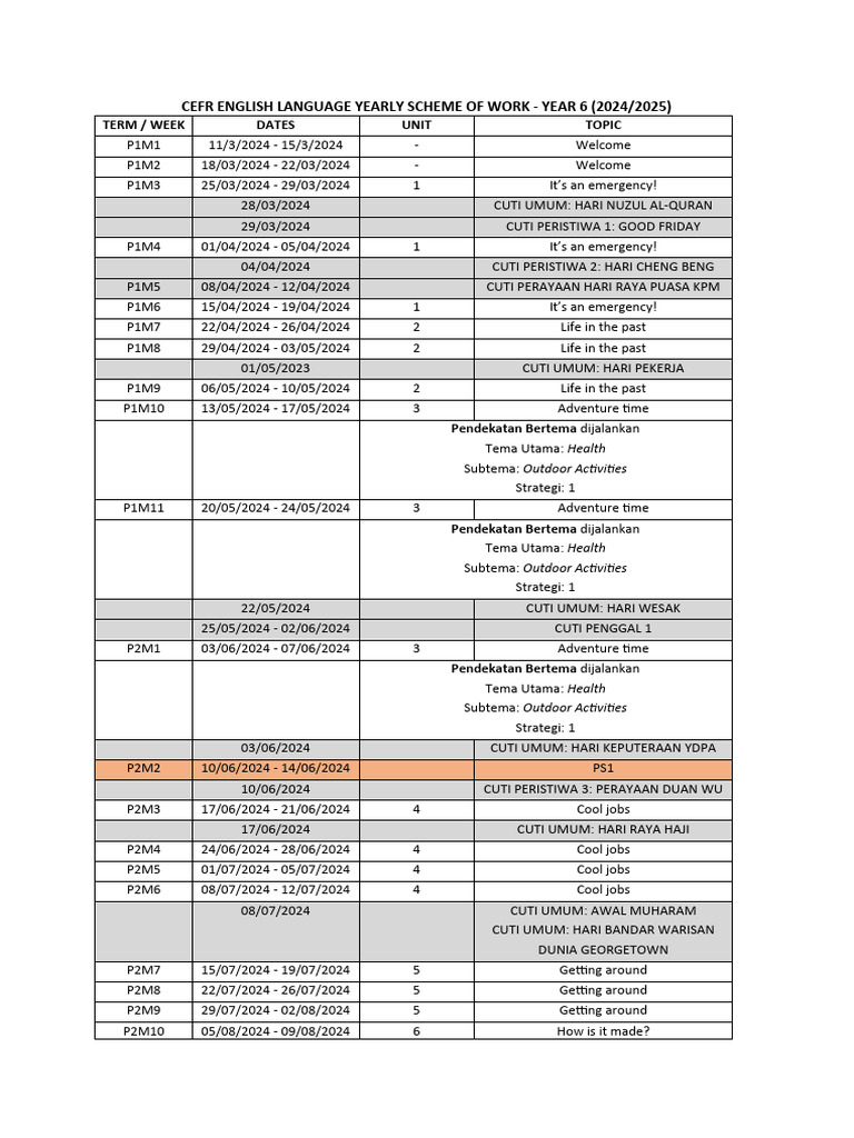 Simplified RPT Tahun 6 2024 | PDF