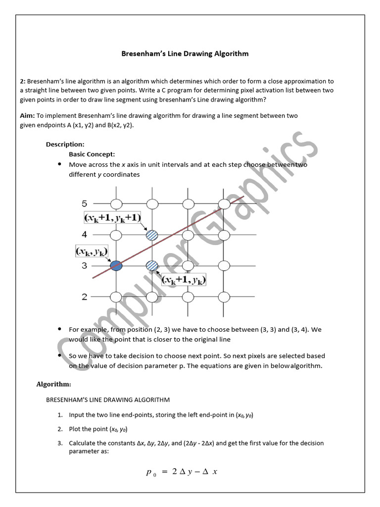 Bresenham Line Drawing Algorithm | PDF