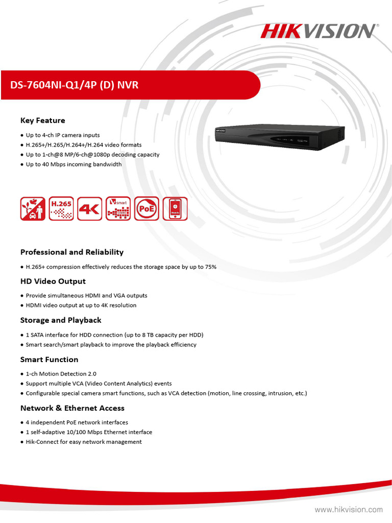 Datasheet of DS 7604NI Q1 - 4P NVRD - V4.71.200 - 20221031 | PDF | Hdmi ...