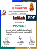 Certificate for  PATEL SMIT RAMANLAL for _Online Quiz on _Data Struct..._
