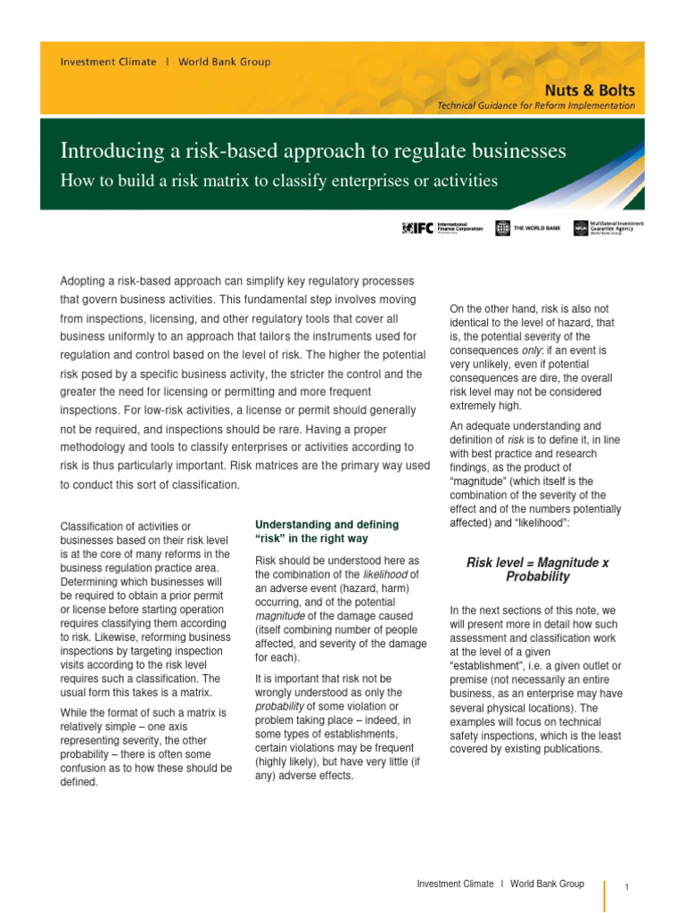 Risk-Based Business Regulation | PDF | Risk | Regulatory Compliance
