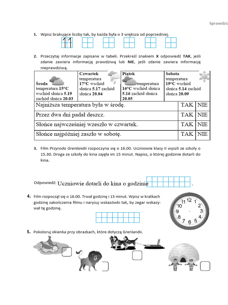 Sprawdzian Edukacja Przyrodnicza Kl 1 Sprawdzian Matematyczno Przyrodniczy Kl.2 Po Projekcie 27 | PDF