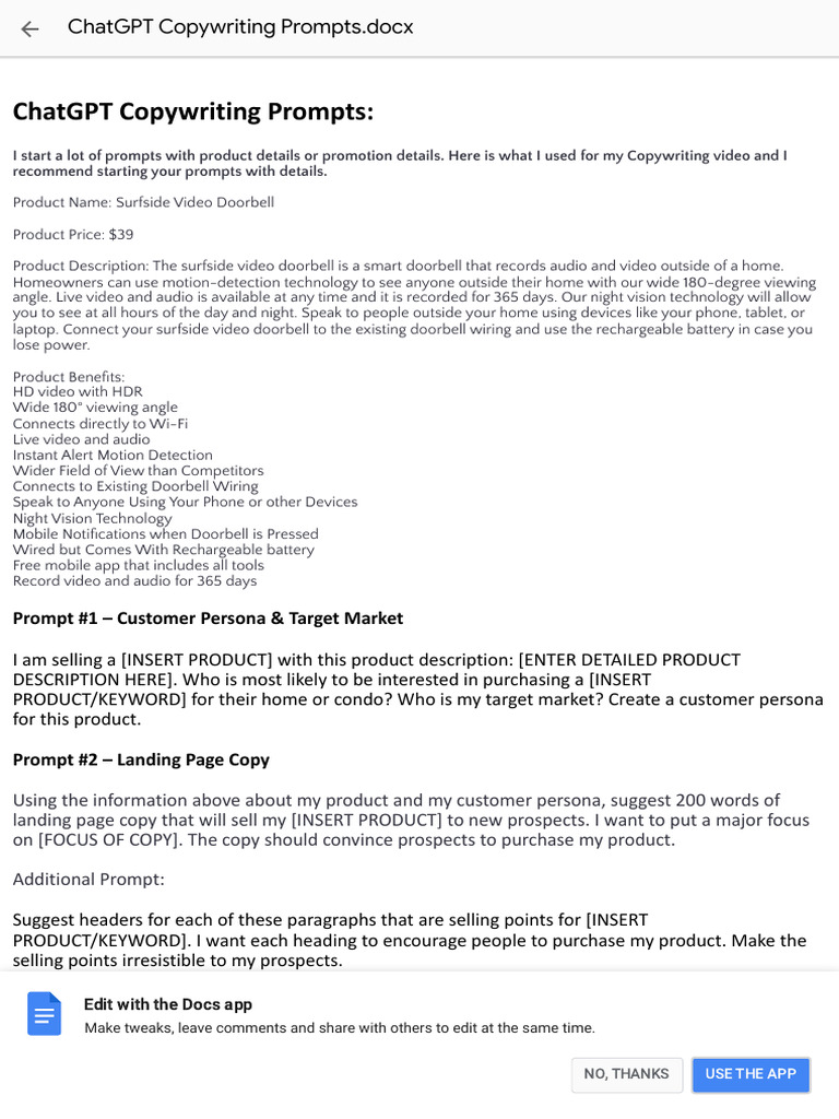 ChatGPT Copywriting Prompts Guide | PDF | Copywriting