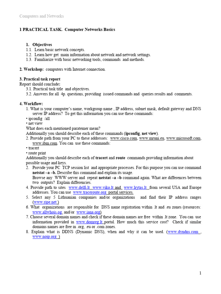 1 Lab Network Introduction Lab en | PDF