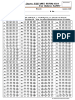 ETEA Pattern 100 MCQs Bubble Sheet