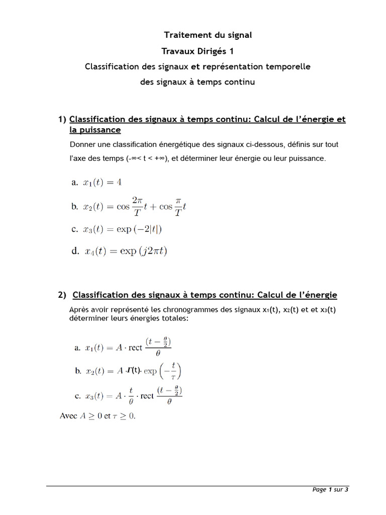 Classification et représentation des signaux | PDF