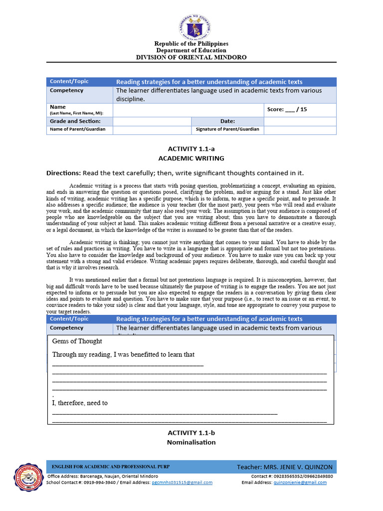 SAMPLE-ACTIVITY-SHEET | PDF | Verb | Word