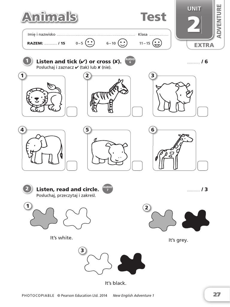 Animals Test Extra ADV Unit 2 | PDF