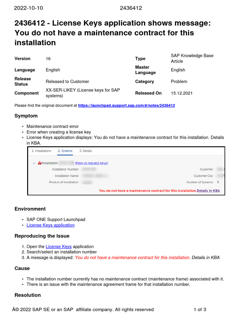 Snote - You Do Not Have A Maintenance Contract For This | PDF | License ...