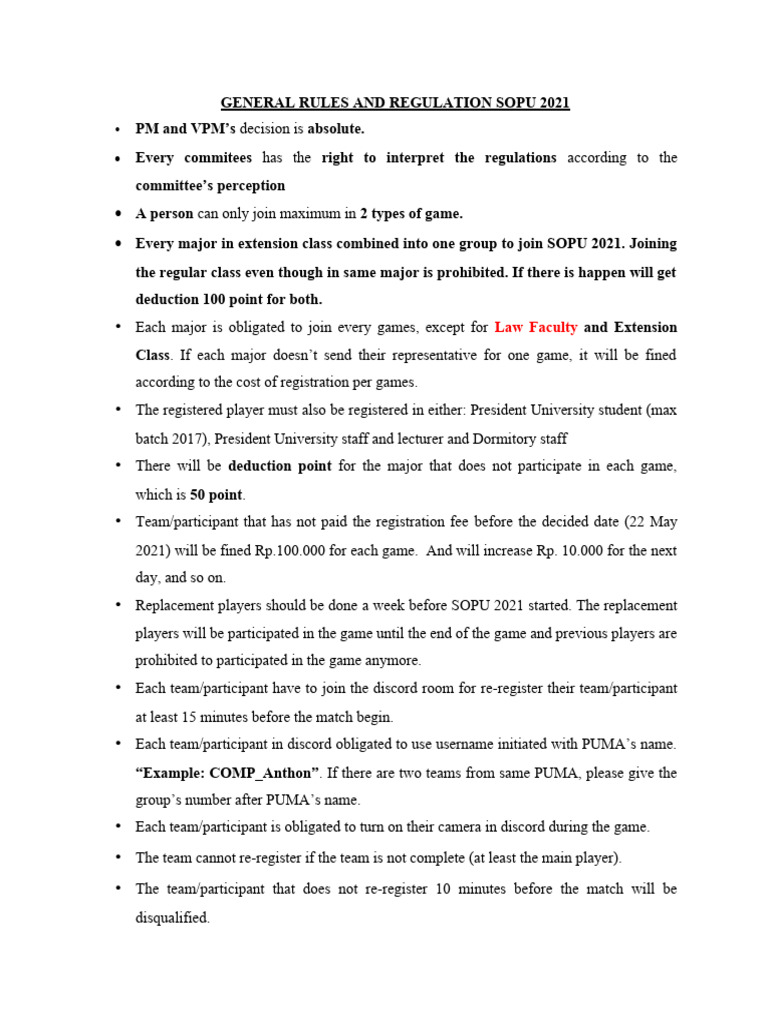 General rules and regulation 2021 pdf