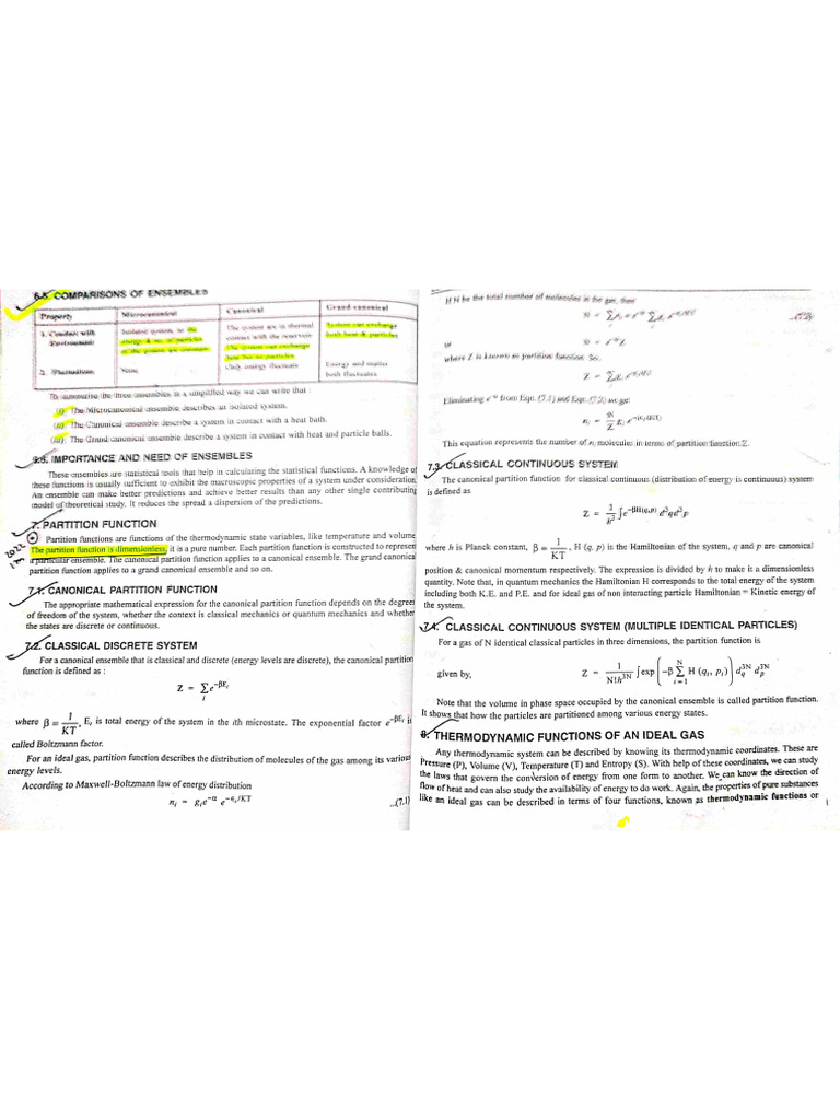 Partion Function | PDF