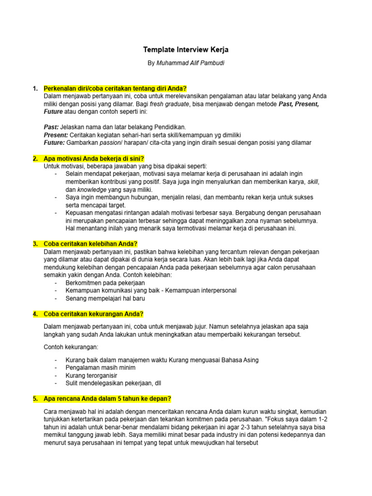 Panduan Lengkap Interview Kerja Pdf