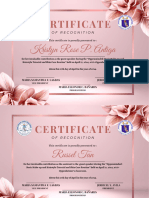 Pink Minimalist Certificate of Participation