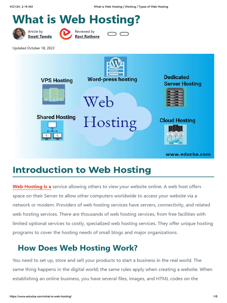 Web Hosting Types and Functions | PDF | World Wide Web | Internet & Web
