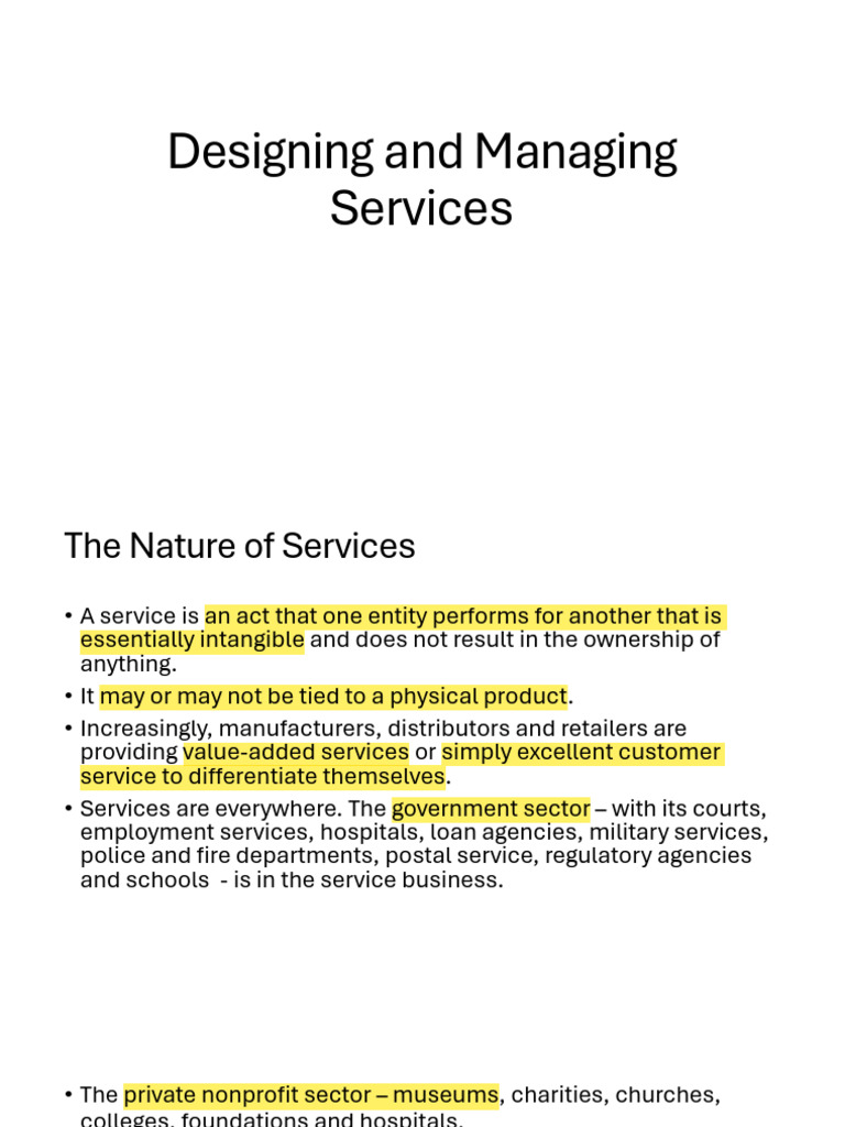 Designing and Managing Services Overview | PDF | Marketing | Goods